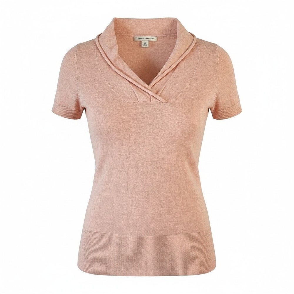 Banana Republic Peach Wool Cashmere Shawl Collar Short Sleeve Sweater XS